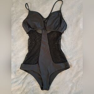 Luli Fama Black Mesh One-Piece Swimsuit